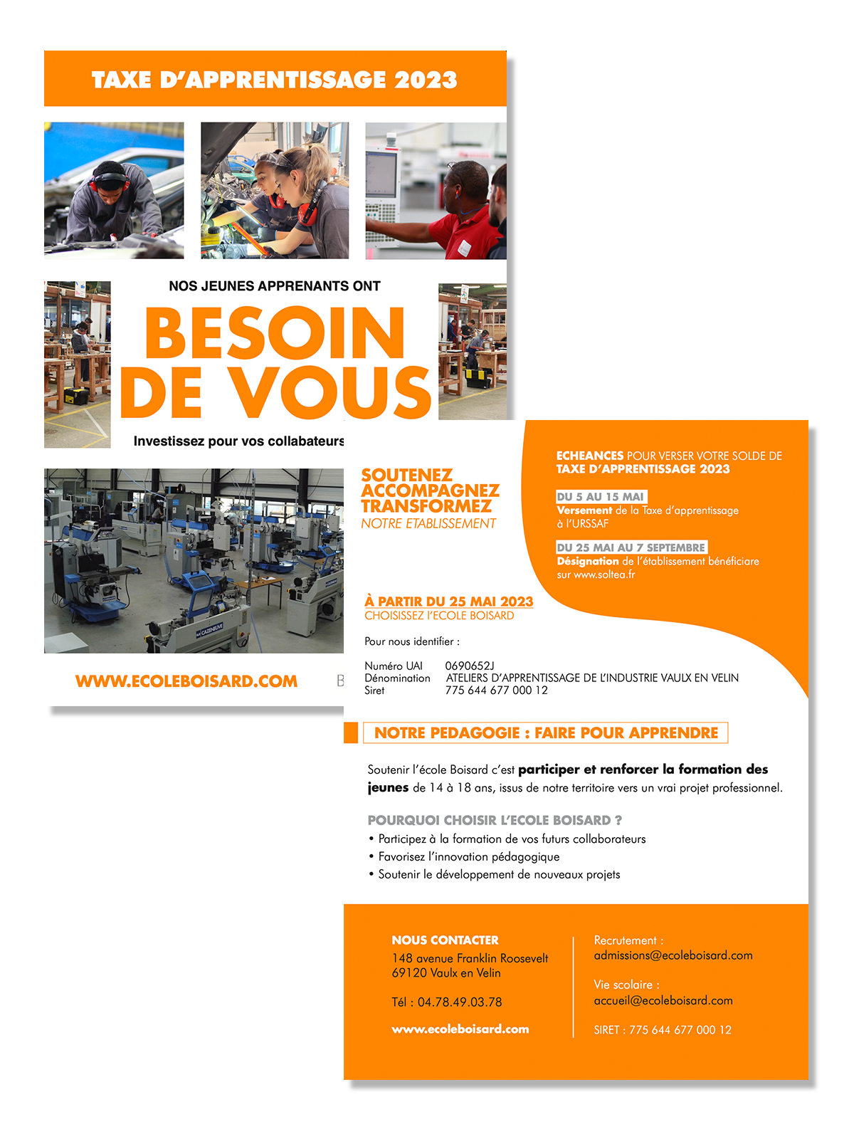 strategie-de-marque-ecoleboisard-taxe-d'apprentissage-flyer-depliant-lyon